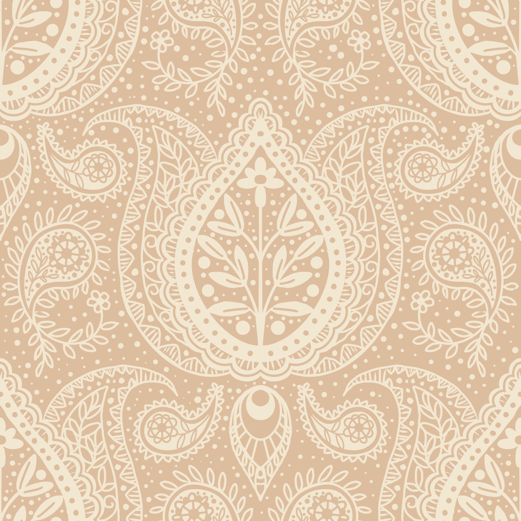 Sottilo Paisley botanico - Wallpaper Beige⁠