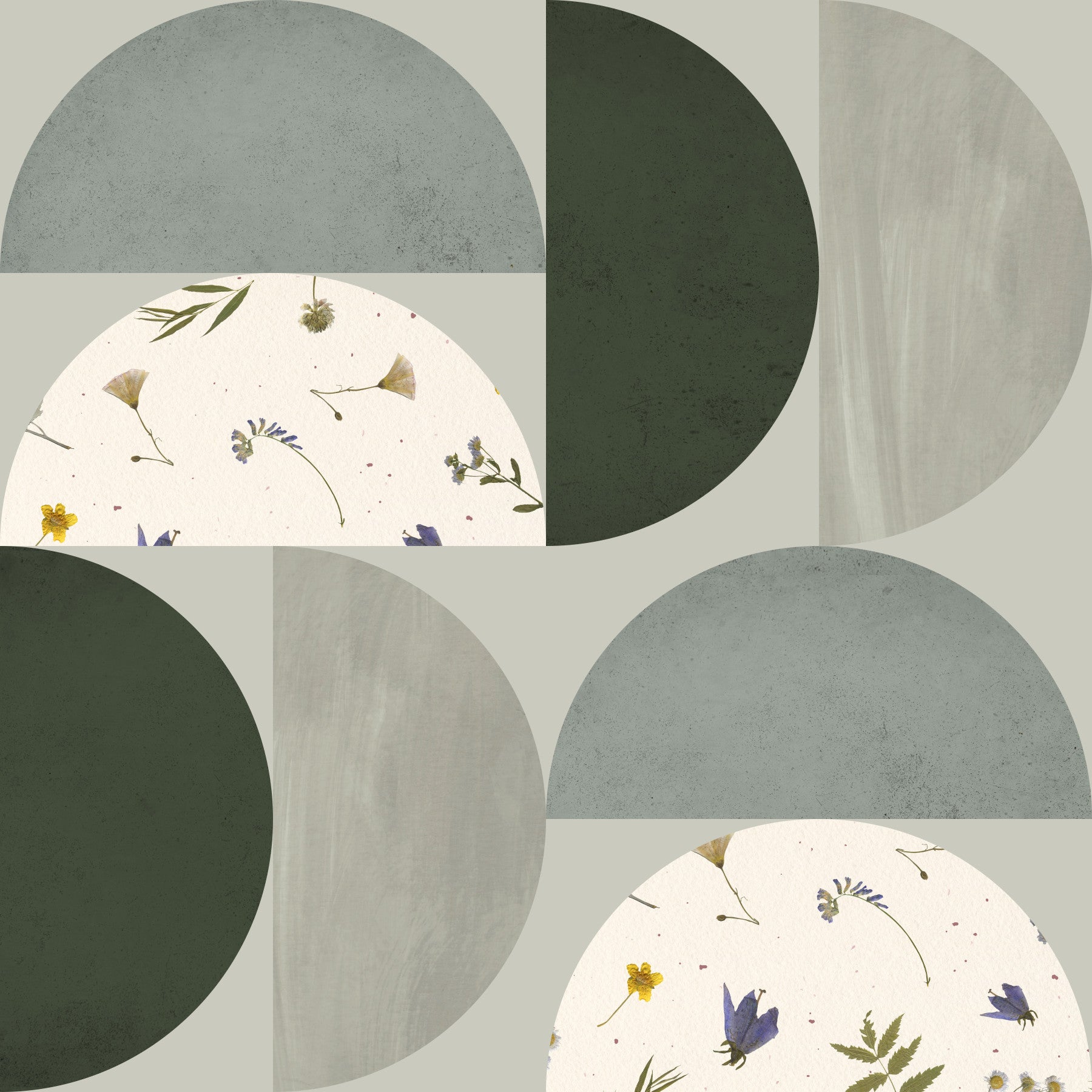 Modern Botanical Semicircles Wallpaper⁠ in your room — zoomed