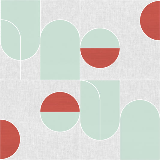 Terrakotta & Minze Geometrische Tapete⁠