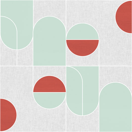 Terracotta & Mint Geometric tapet⁠