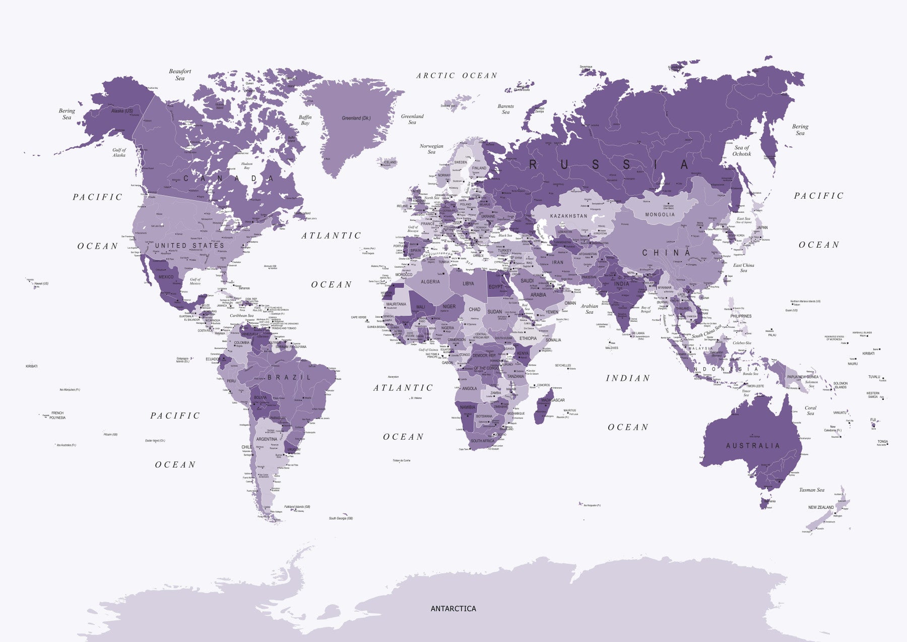 Mappa del mondo nel murale del muro viola