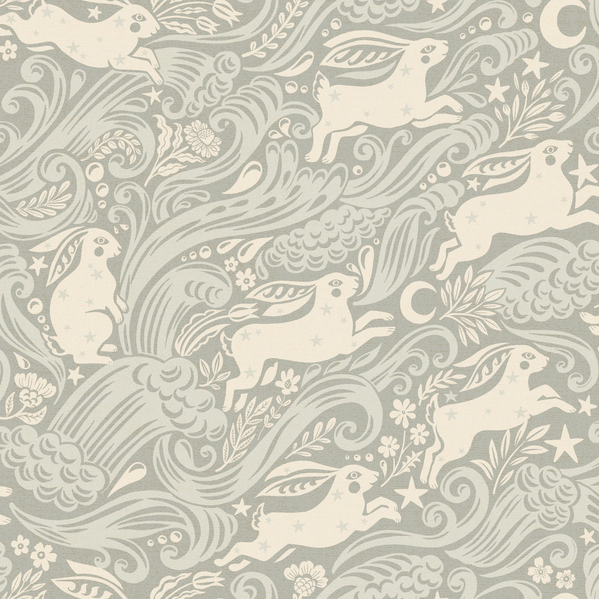 Silberne Himmelsee Rabbit Wallpaper⁠ in your room