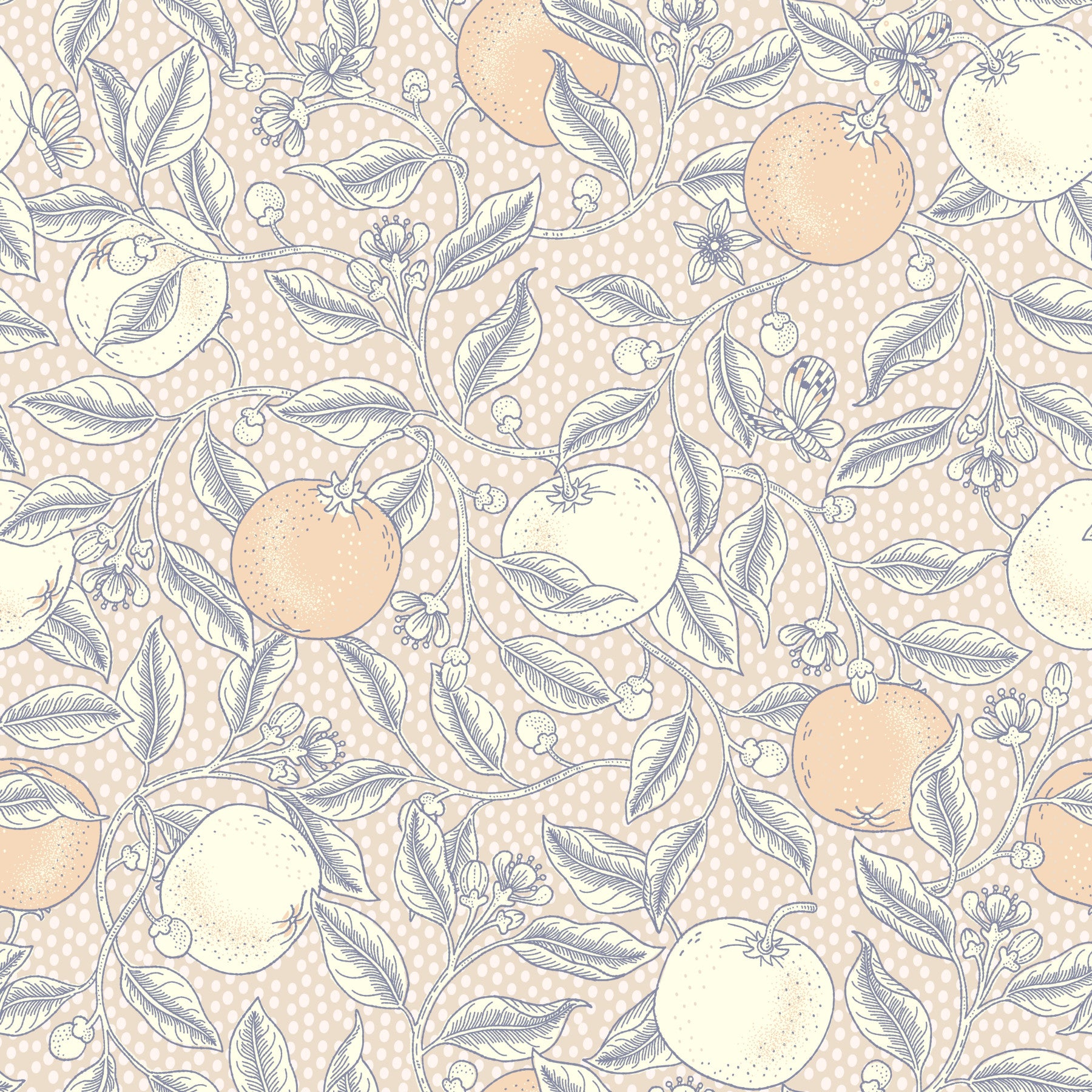 Coupure d'agrumes dans le papier peint botanica neutre⁠ in your room — zoomed