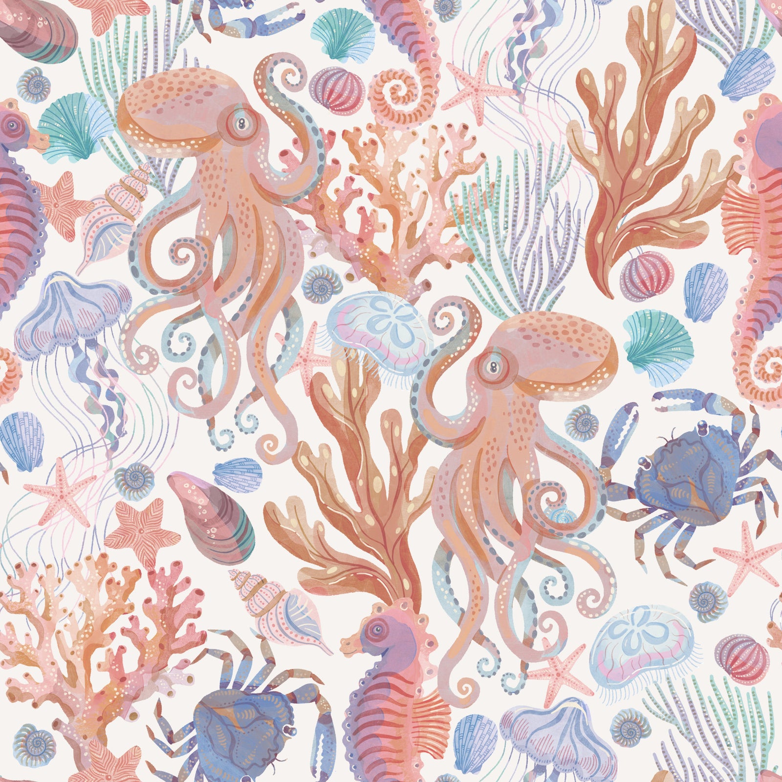 Pastellküstenkabine Sea Kreaturen Wallpaper⁠