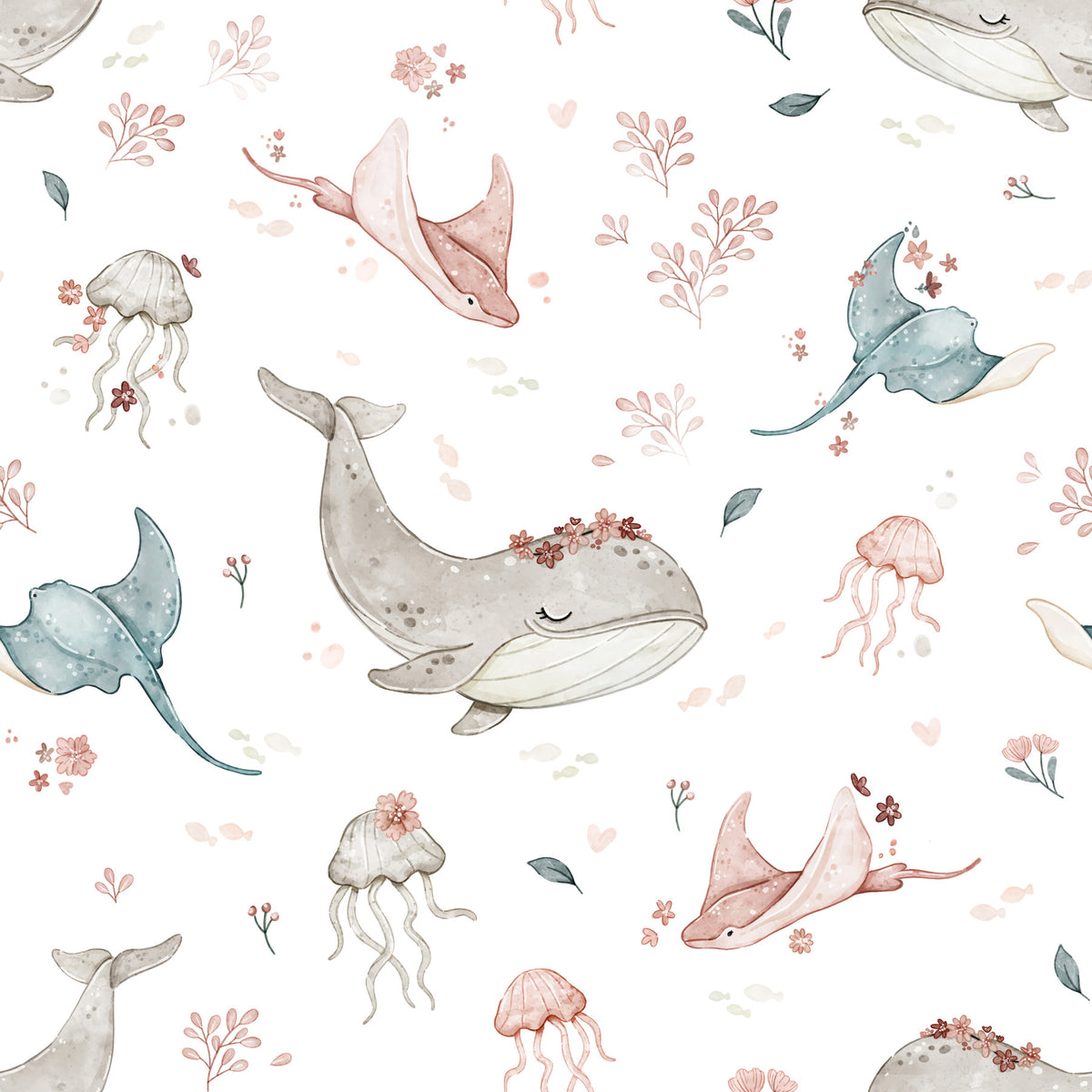 Underwater Floral Wallpaper⁠ in your room — zoomed
