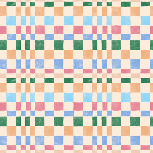 Multicolored funky vævet check juvel jungle tapet⁠