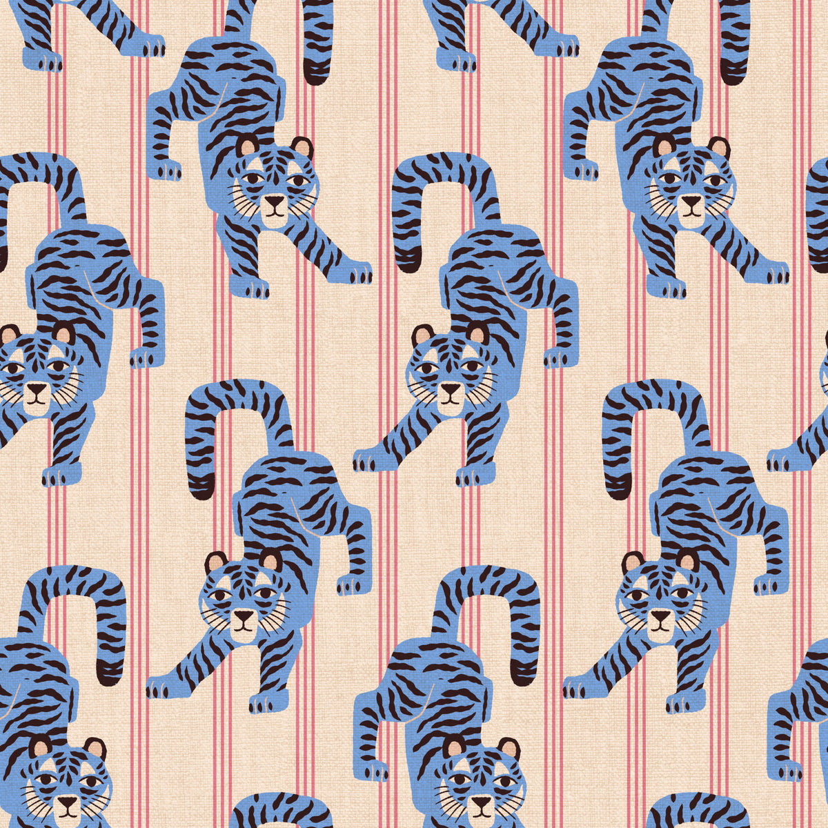 Blau springendes Tiger Juwel Dschungel Wallpaper⁠ in your room — zoomed