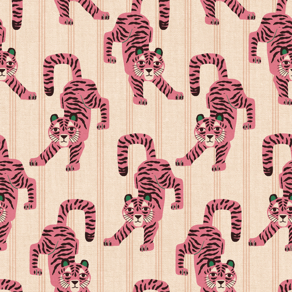 Pink Jumping Tiger Jewel Jungle tapet⁠ in your room — zoomed