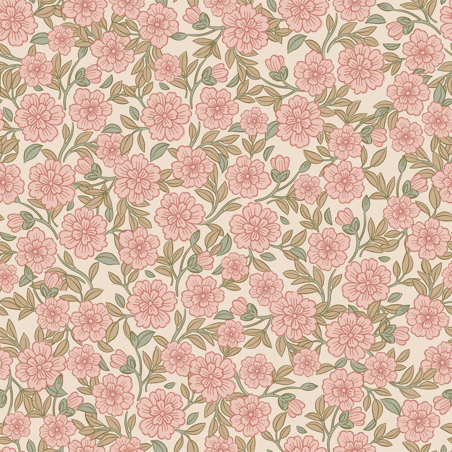 Juno välkomnar väggar Ditsy Peach Floral Wallpaper⁠ in your room — zoomed