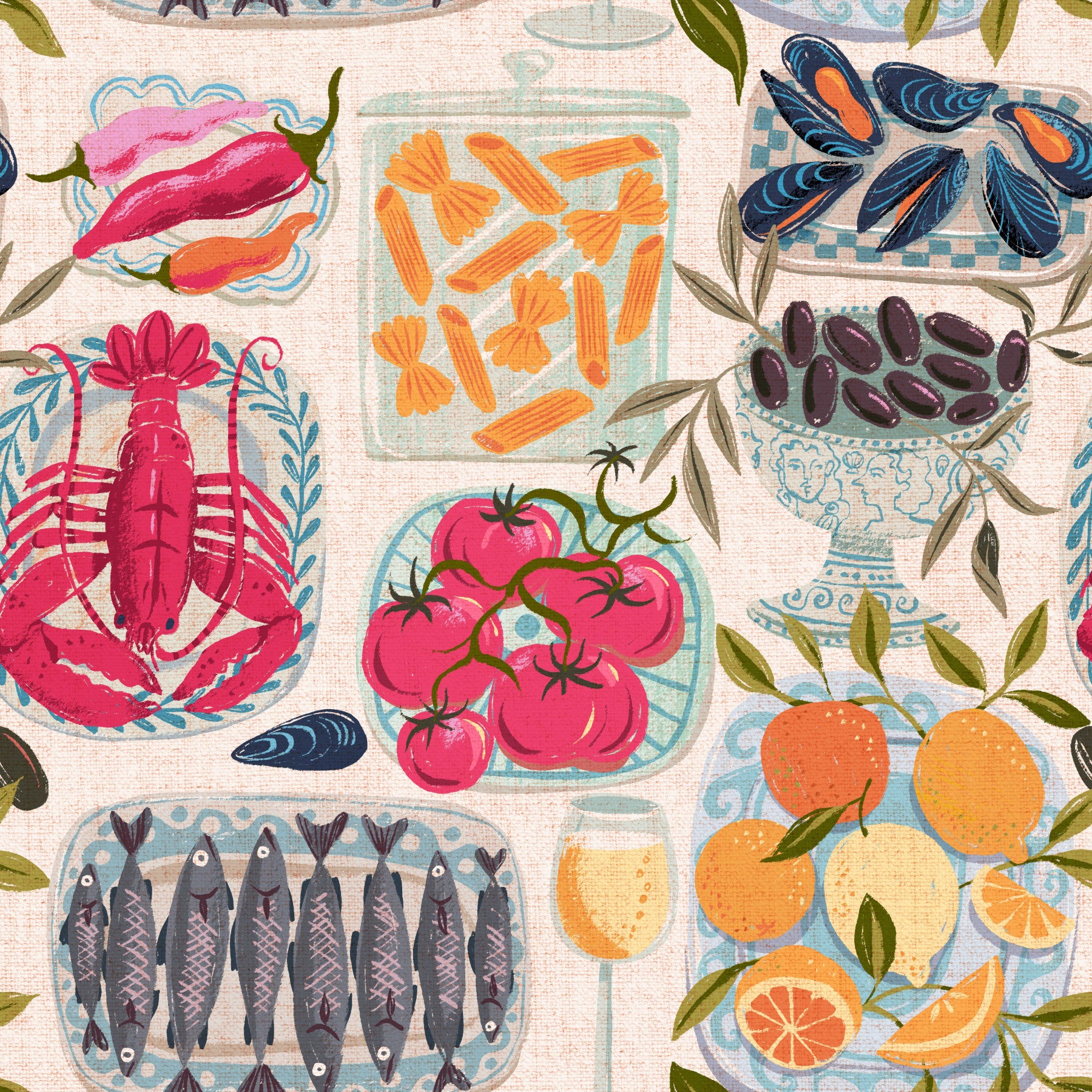 Mediterranean mise en place wallpaper alimentare⁠