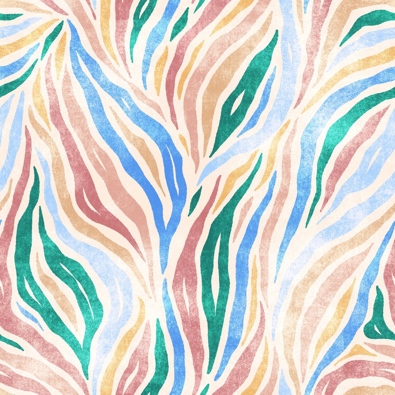 Multicolor Textured Boho Zebra Print Wallpaper⁠