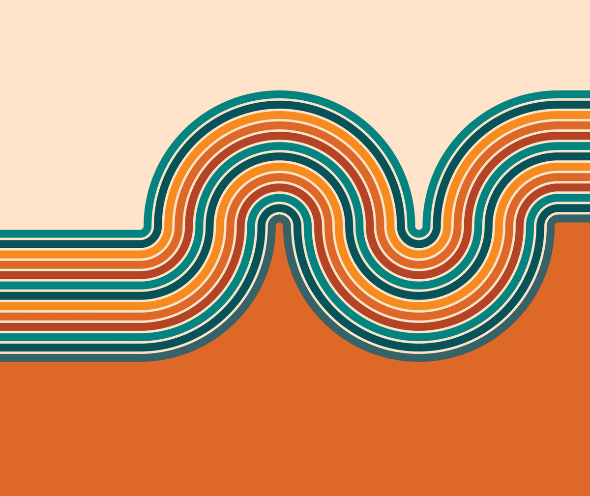 Retro Curvy Lines Wall Mural