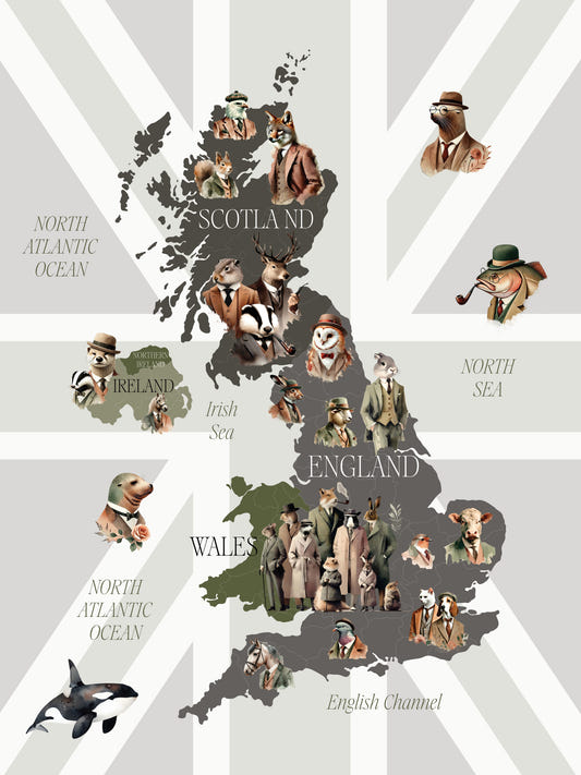 Dapper skabninger af Storbritannien vægmaleri