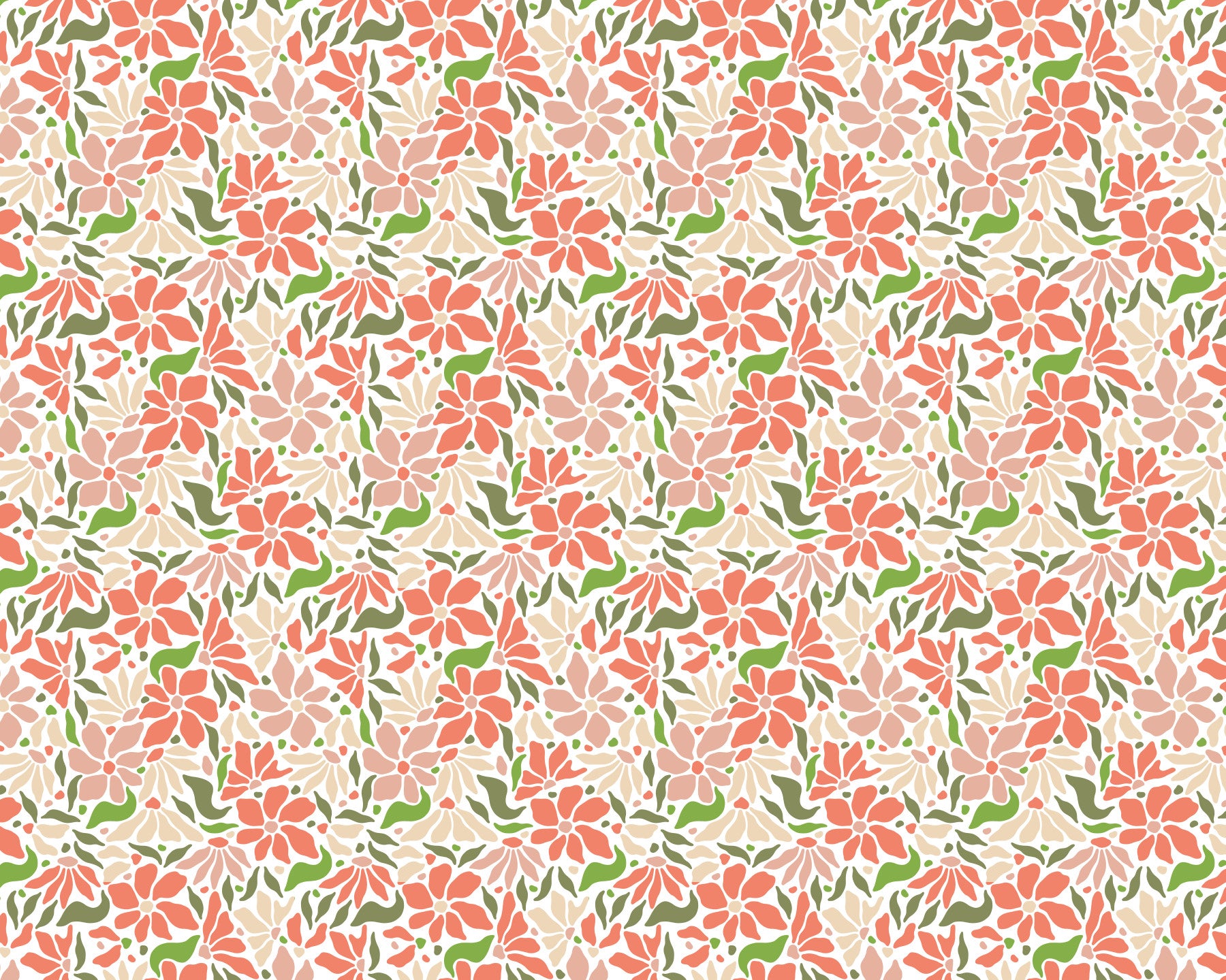Groovy kukat korallin vihreä seinämaalaus in your room — zoomed