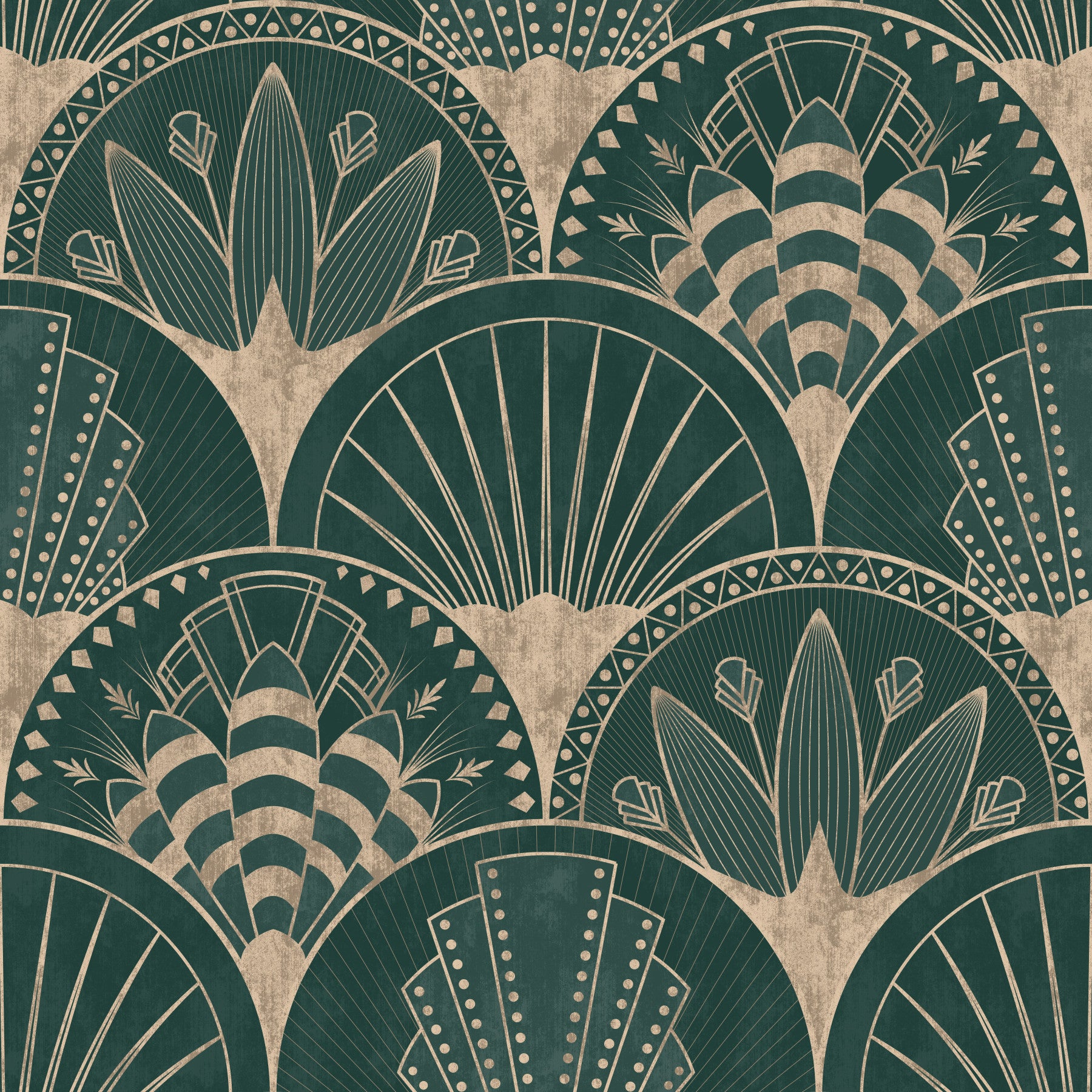 Art Deco Golden fans tapet⁠