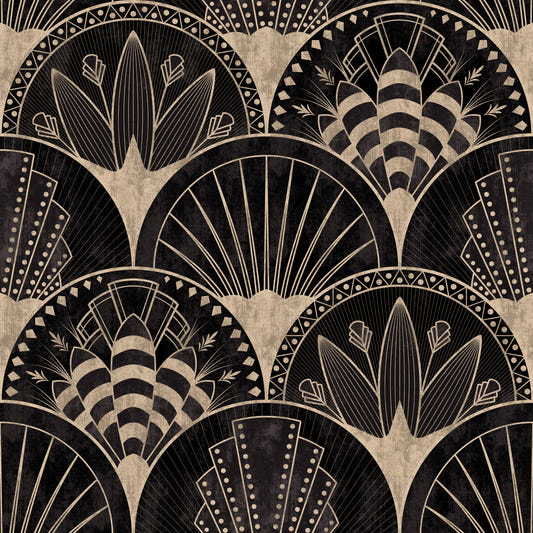 Art déco fans d'or sur fond d'écran noir