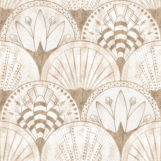 Fans art déco sur papier peint blanc⁠