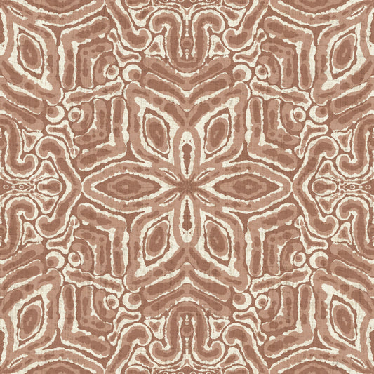 Batik Geometric Flower Mocha Mousse Wallpaper⁠