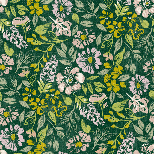 Carta da parati verde scuro aratrea floreale rustico⁠