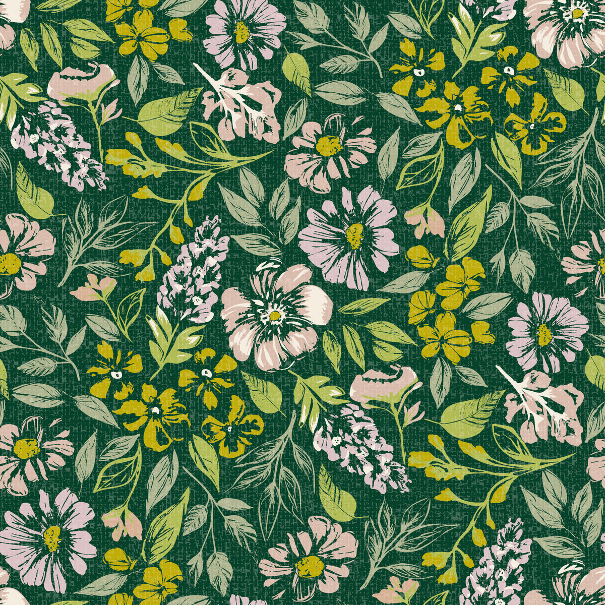 Tapisse à fleurs rustique fond d'écran vert foncé⁠ in your room — zoomed