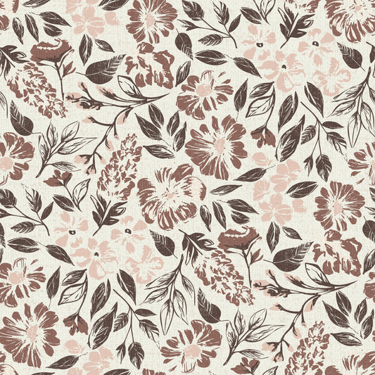 Rustik blommig tapestry neutrala toner tapeter⁠