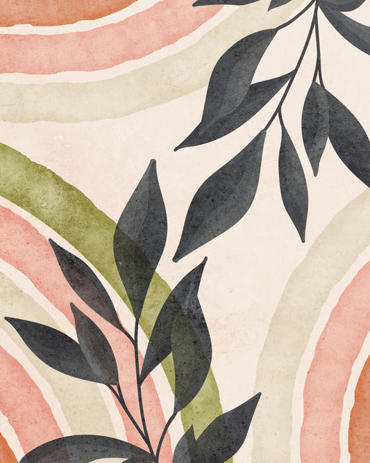 Abstrakte botanische Aquarellwand Wandgemälde
