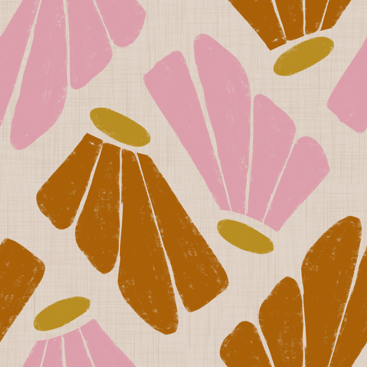 Matisse Inspired Floral Pink Orange Beige Wallpaper⁠ in your room