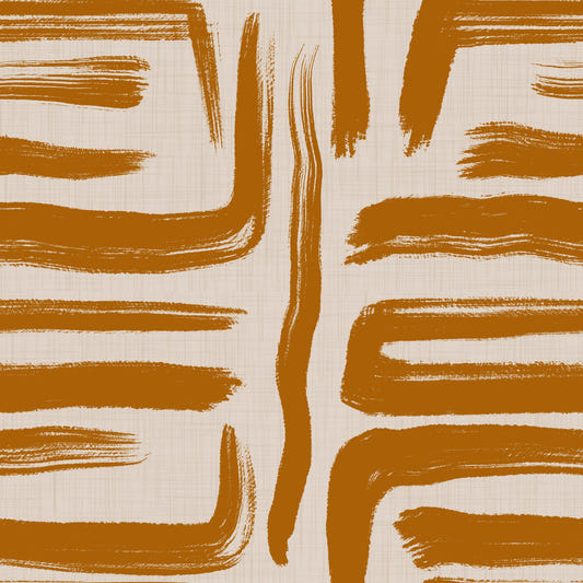 Amber Brushstrokes - Abstract Mid Century Modern Wallpaper‚Å†