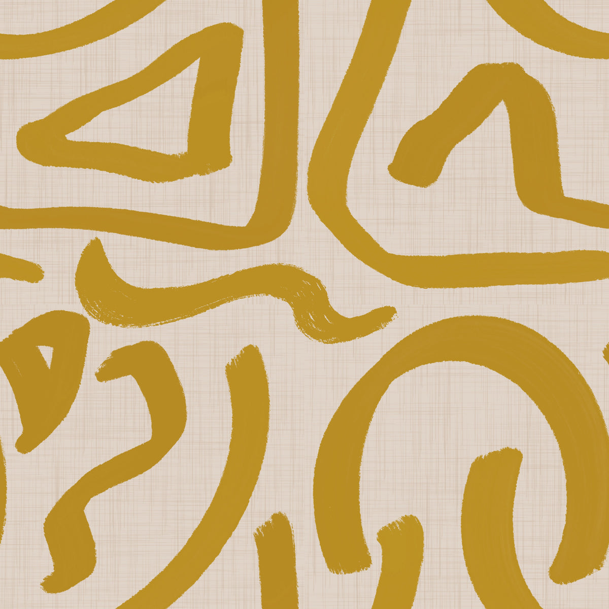Retro senapskribblar - Abstract Mid Century Brush Wallpaper⁠