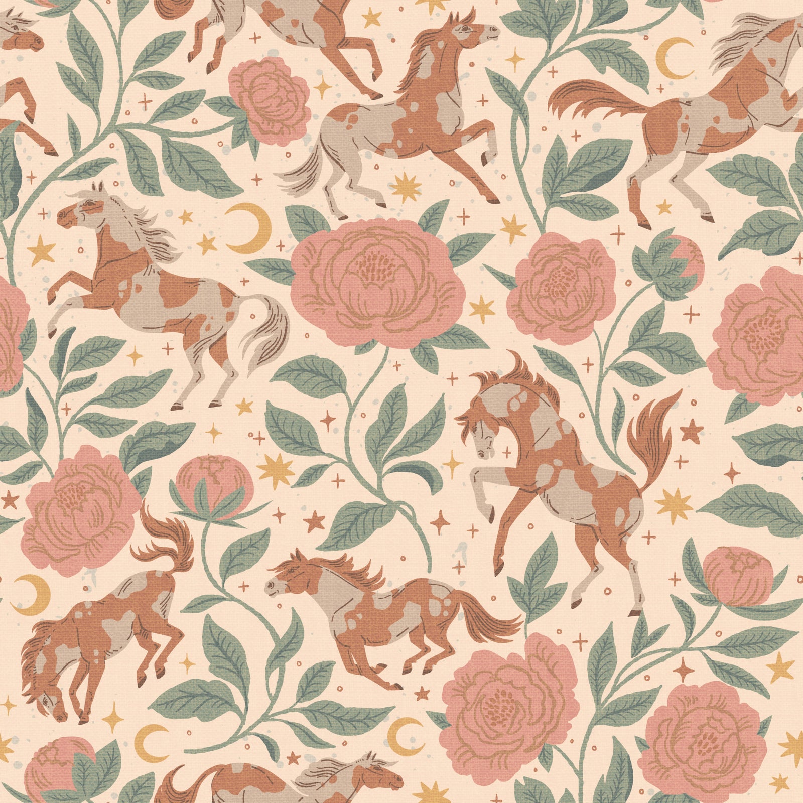 Ponies and Peonies Wild West Americana-01 Wallpaper⁠