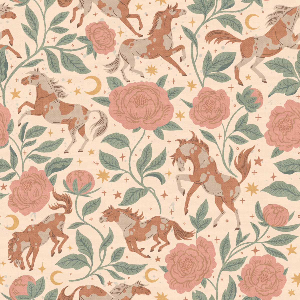 Ponys und Pfingstrosen Wild West Americana-01 Wallpaper⁠