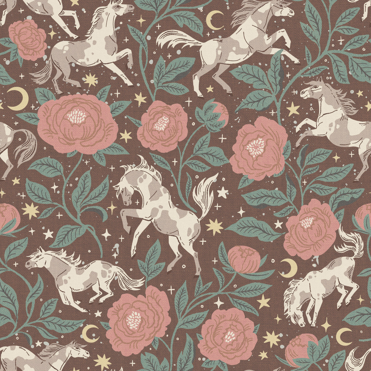 Ponies and Peonies Wild West Americana-02 Wallpaper⁠ in your room