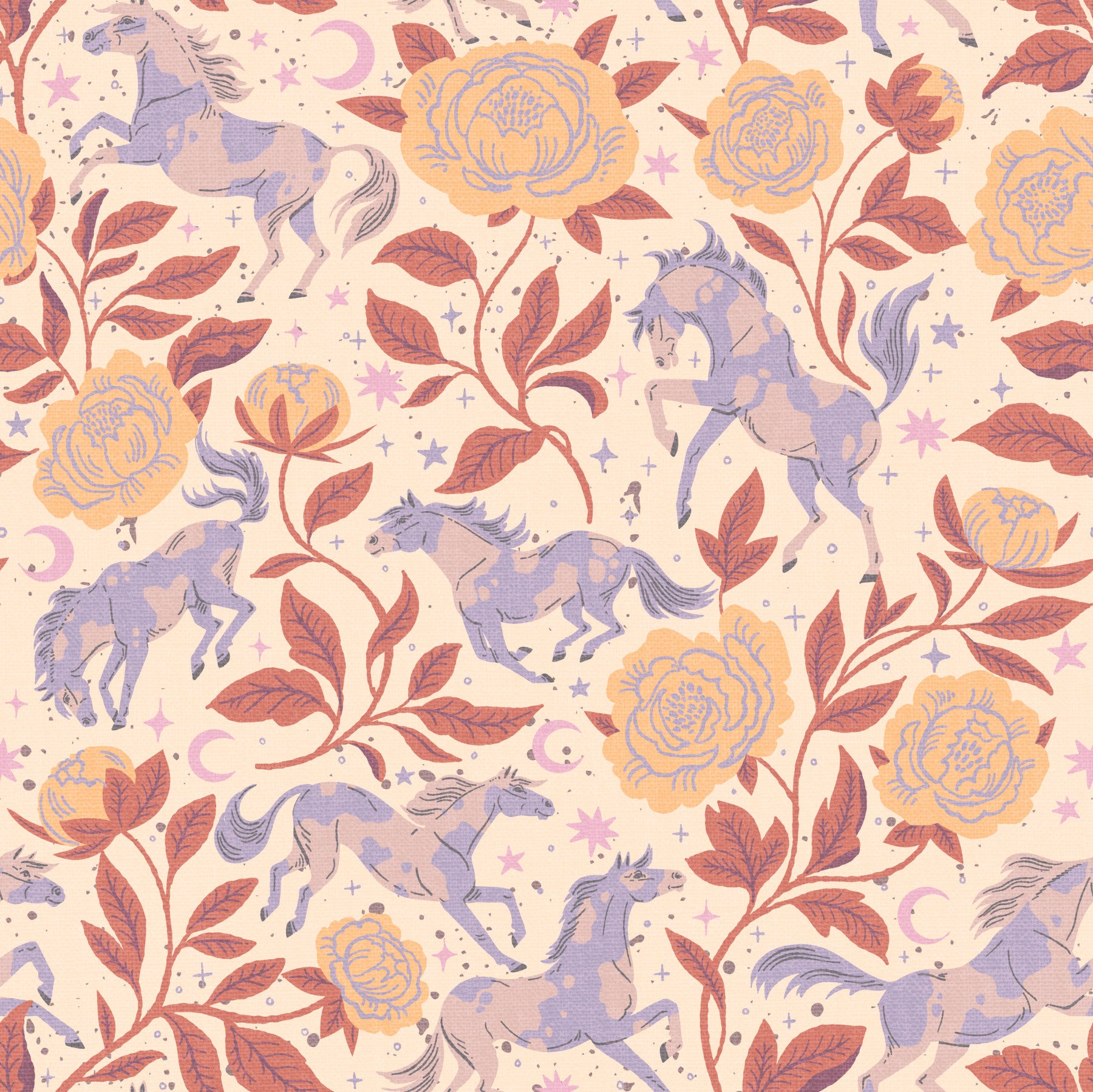 Ponies and Peonies Wild West Americana-05 Wallpaper⁠