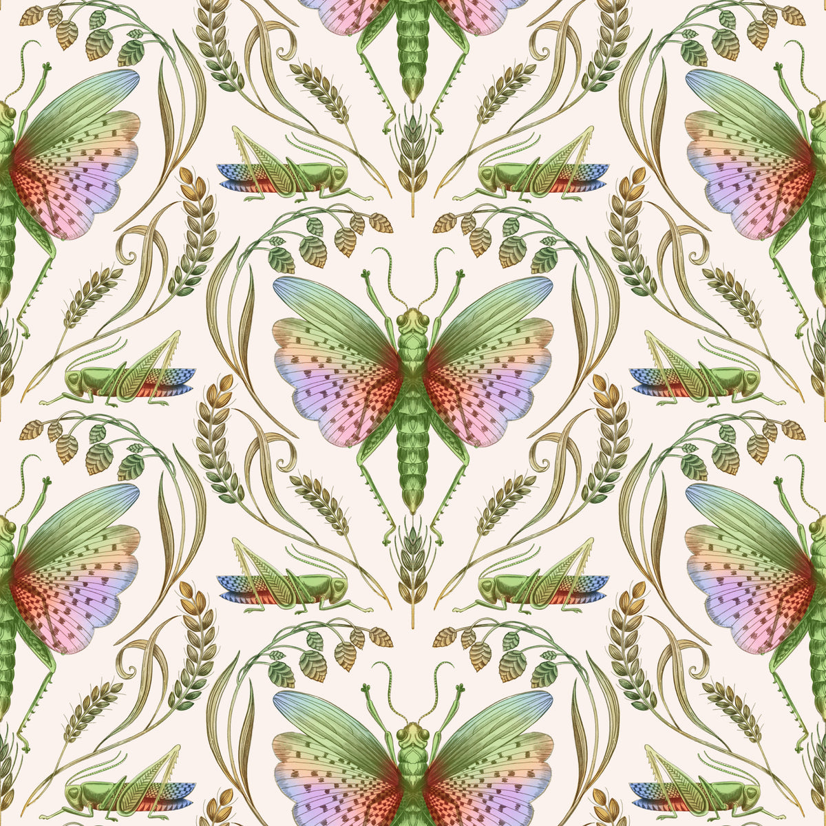 Rainbow Grasshopper Damask Light tapet⁠ in your room