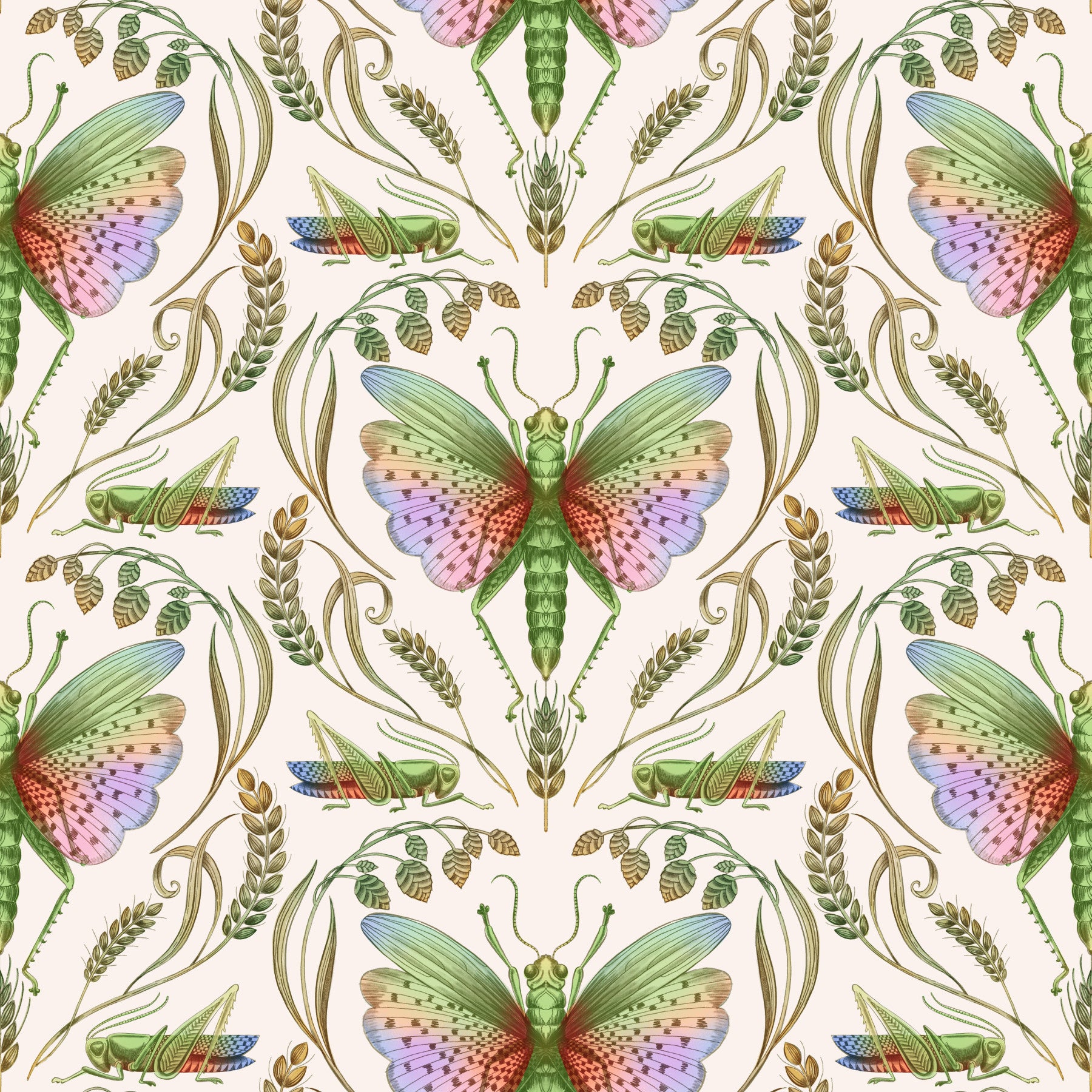Carta da parati leggera damask cavalletta arcobaleno⁠