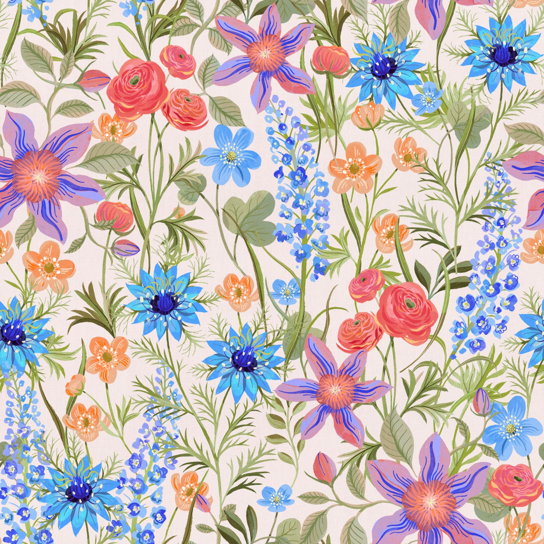 Ranunculaceae Retro Strong offwhite Wallpaper⁠