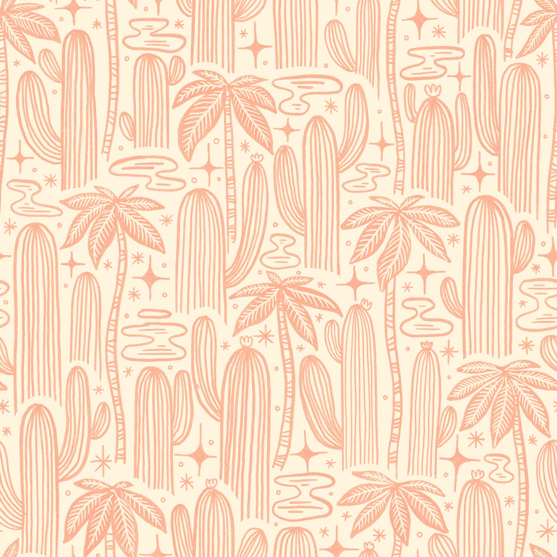 Saguaro Starlight Offwhite Wallpaper⁠ in your room — zoomed