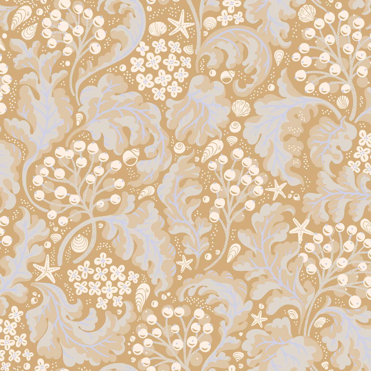 SEA KALE - Ocher Yellow Wallpaper⁠ in your room — zoomed