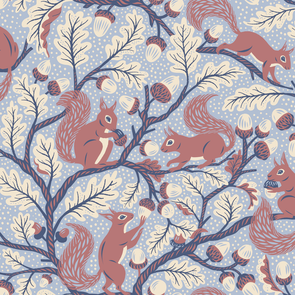 Squirrels in Oak tree - Blue Wallpaper⁠ in your room — zoomed