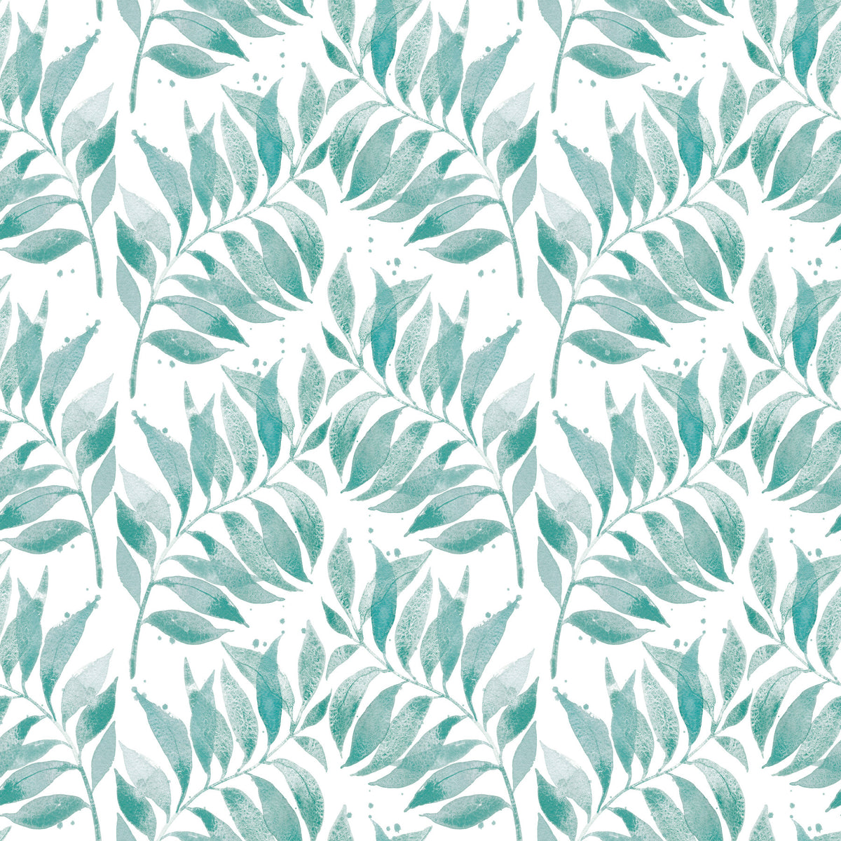 Textured Watercolor Palm Leaf Aqua Wallpaper⁠ in your room — zoomed