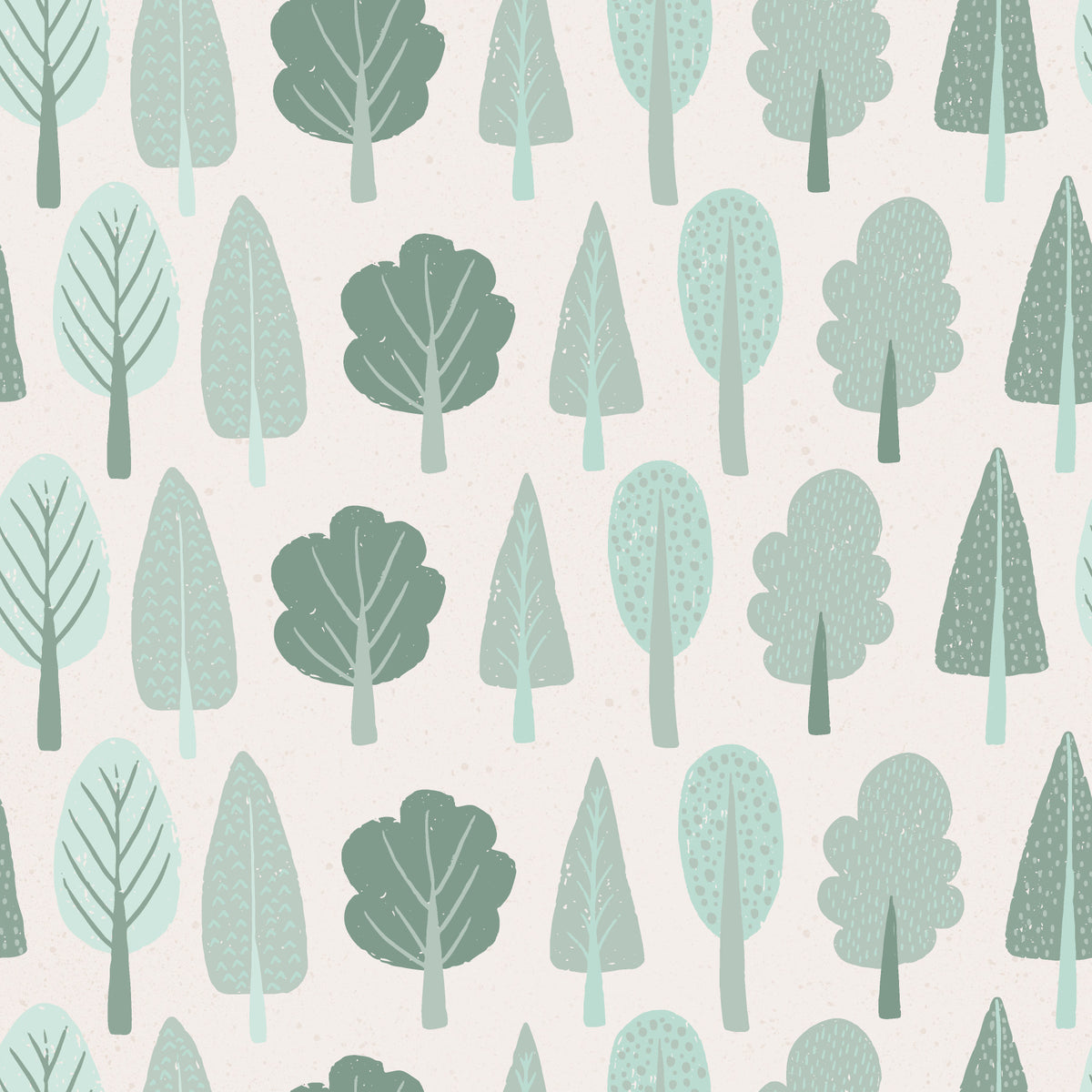 Copaci minimalisti în tapet de pădure moale verde fermecat in your room — zoomed