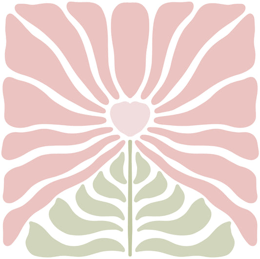 Fleurs groovy dans du papier peint rose et vert⁠