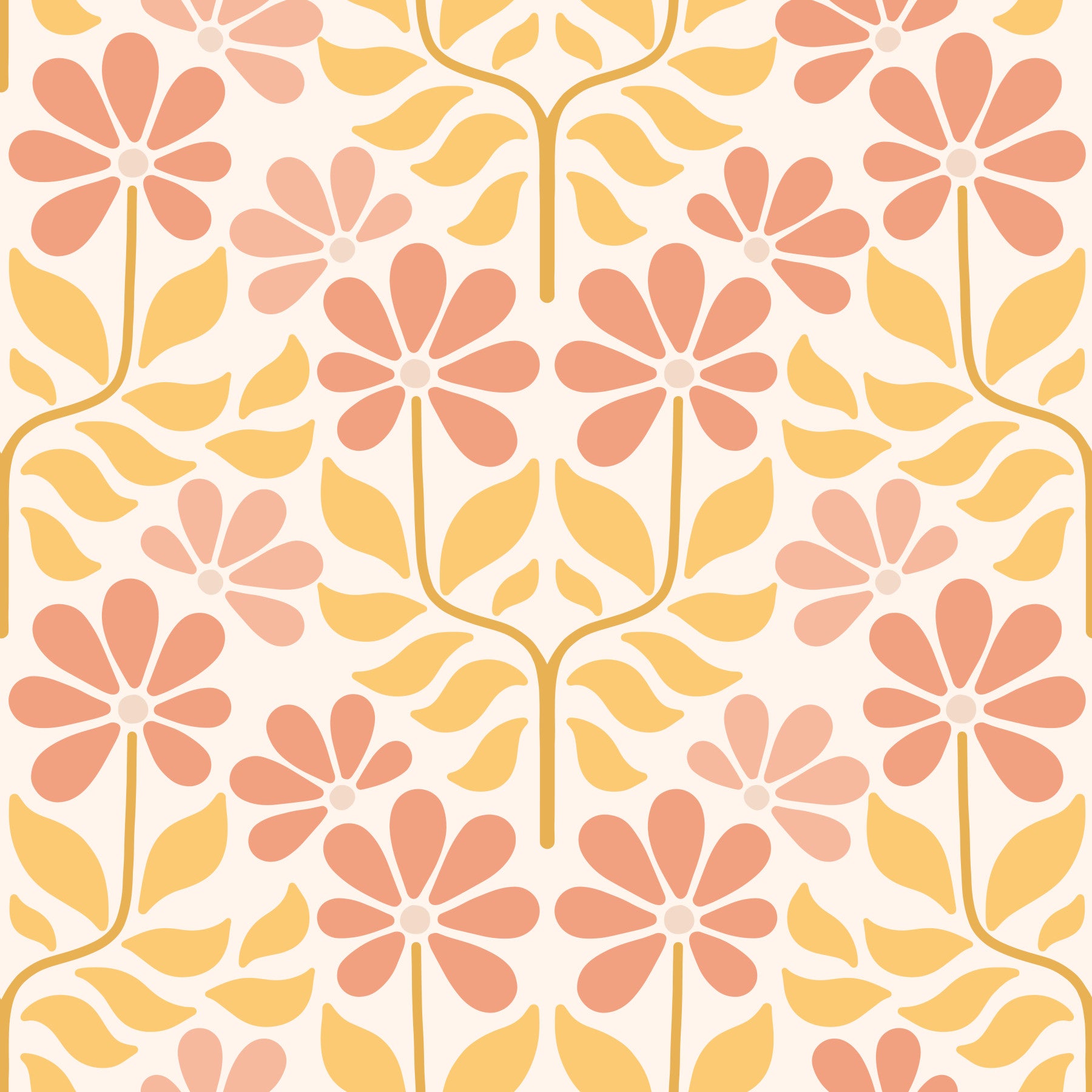 Retro Blooms Wallpaper⁠ in your room — zoomed