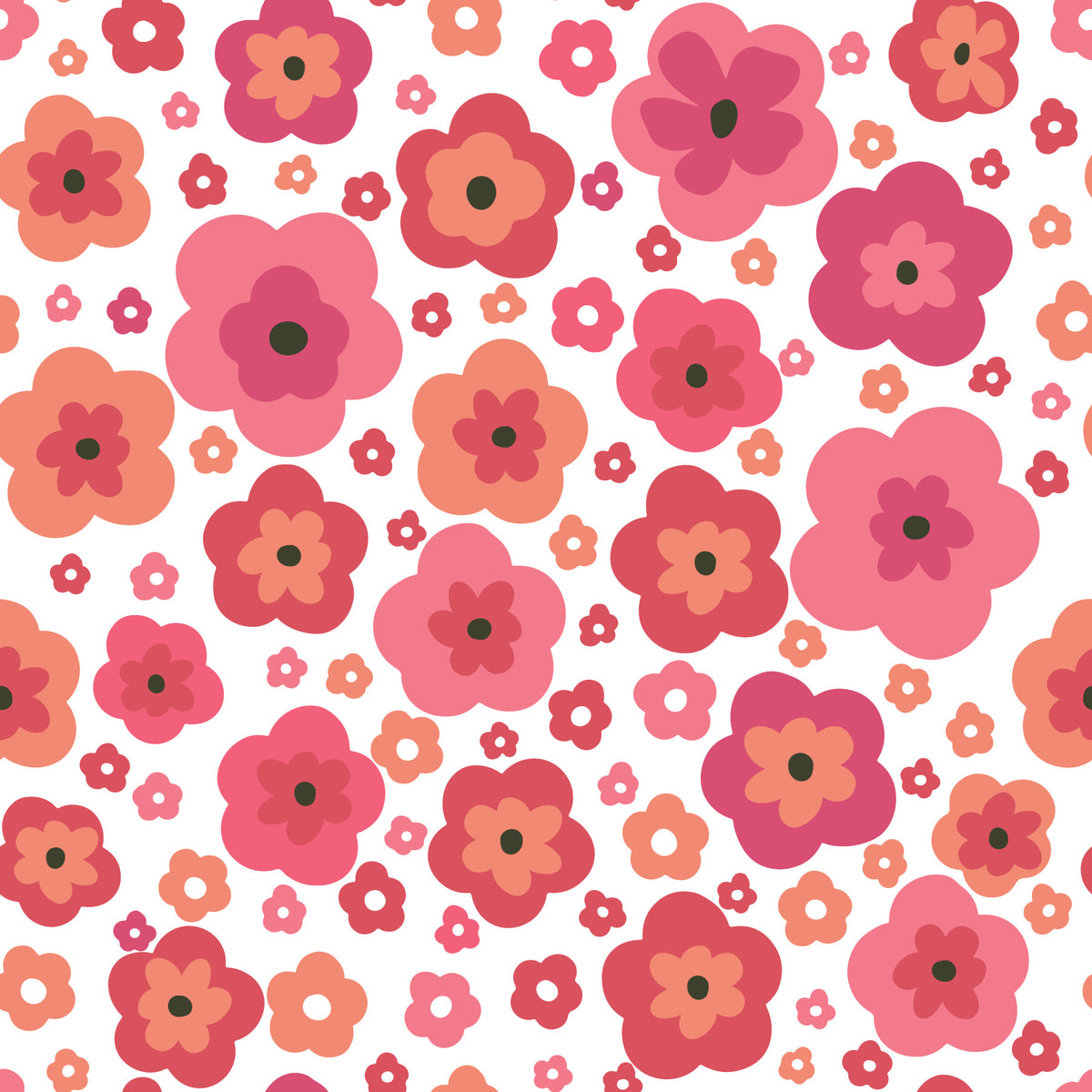 Happy Retro Blooms Wallpaper⁠ in your room — zoomed