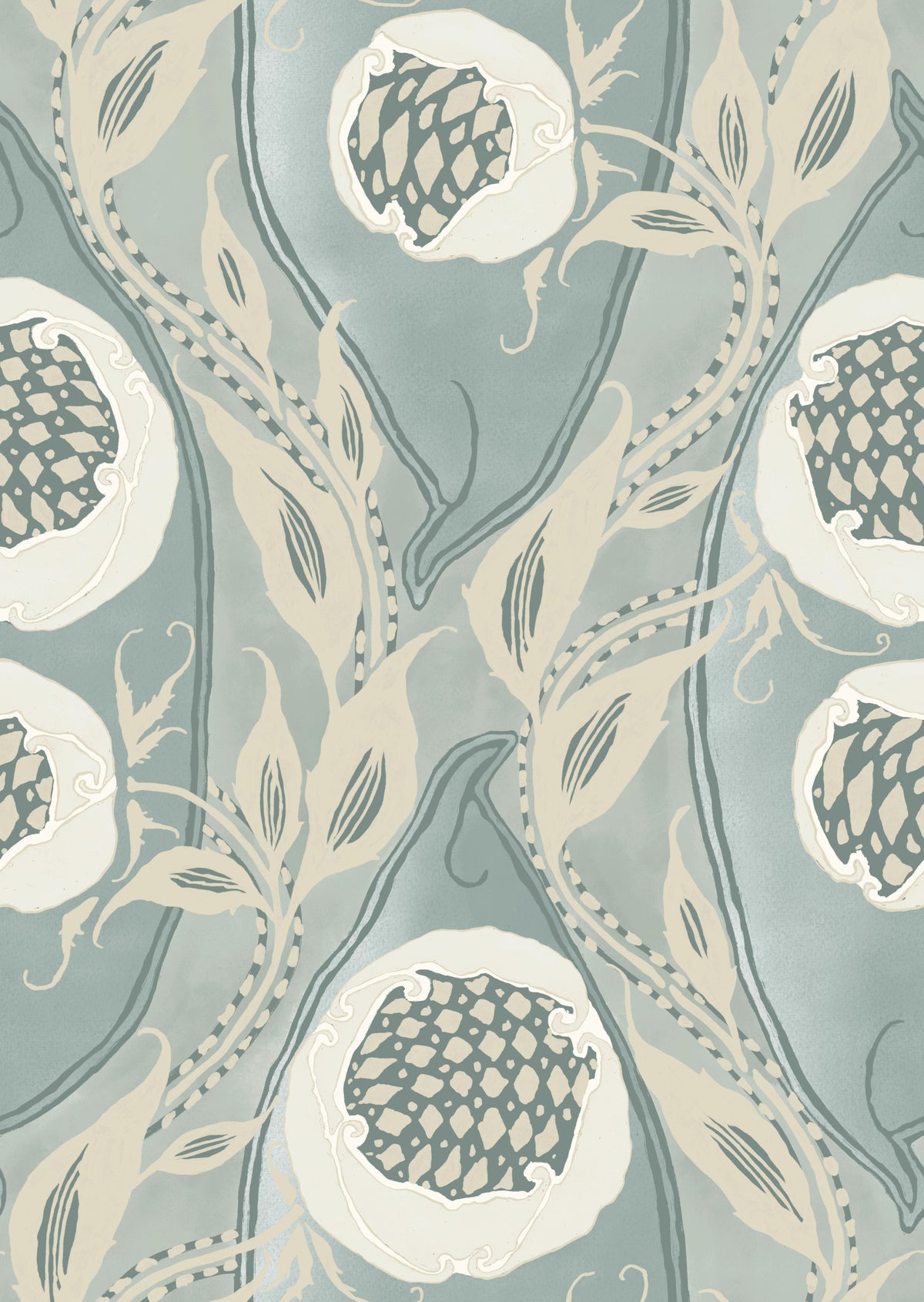 Samarkande Nr. 4 Pale Aqua Creme Teal Grey Wallpaper⁠