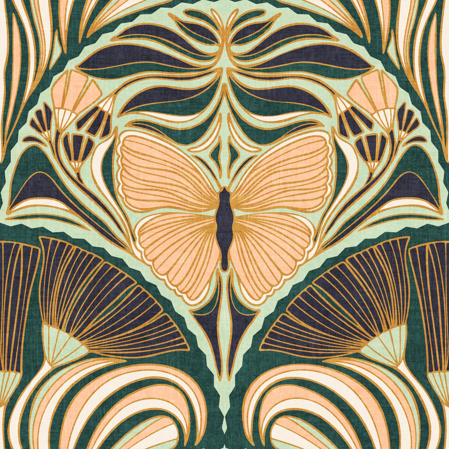 Gatsby -tuulettimen glamour art deco koristeellisella perhonen taustakuvalla⁠