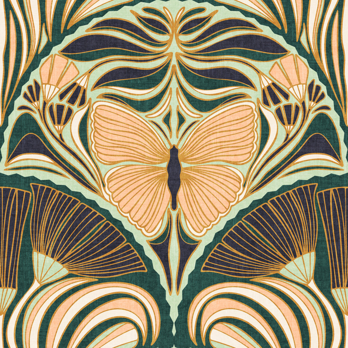 Gatsby Fan Glamour Art Deco with Ornate Butterfly Wallpaper⁠ in your room — zoomed