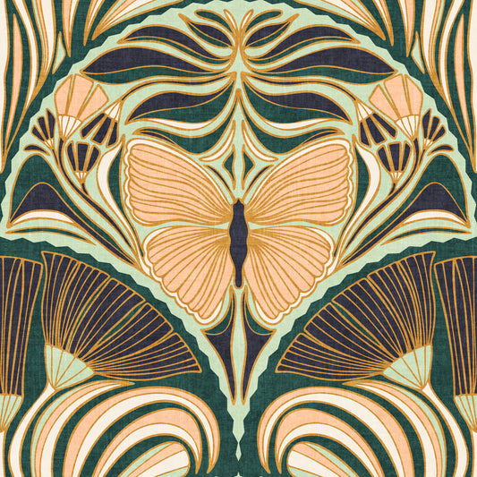 Gatsby Fan Glamour Art Deco con carta da parati a farfalla decorata⁠