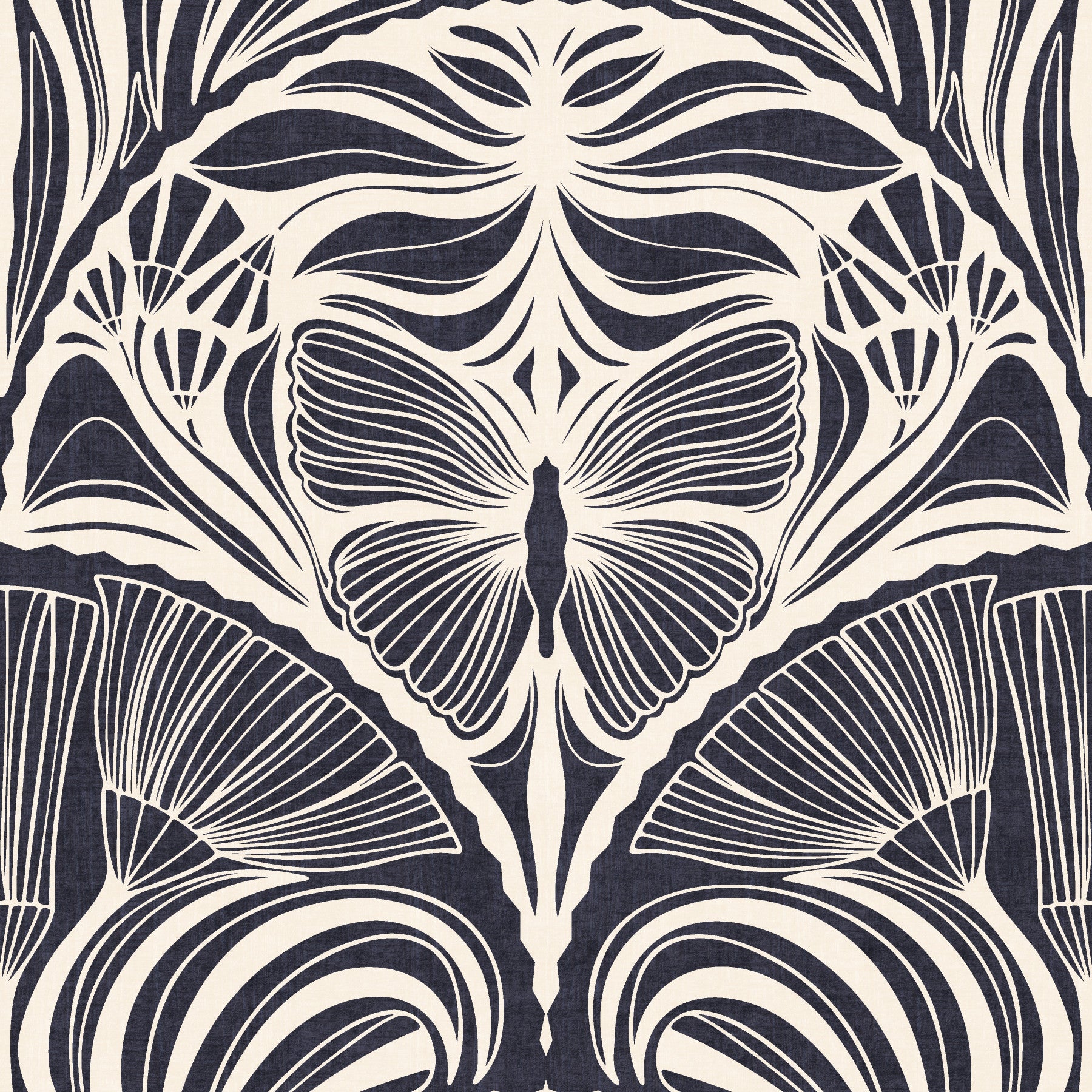 Gatsby Fan Glamour Deco -uttalande Midnatt Kol tapeter⁠