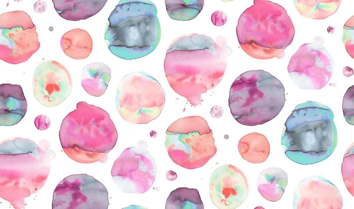 Big Watery WaterColor Dots Pink Wallpaper⁠ in your room — zoomed